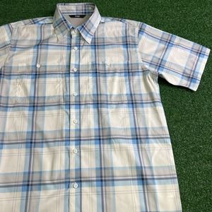 Wrangler Shirt White Blue Plaid‎ Western Casual Cowboy Ranch Short Sleeve Mens M
